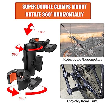Motorcycle Camera Mount for Insta360, Bike Handlebar Clamp Mount with Invisible Selfie Stick, Anti-Vibration & No Collapse Stable Mount for Insta360 X5 X4 X3 ONE RS, GoPro MAX 2, DJI OSMO 360