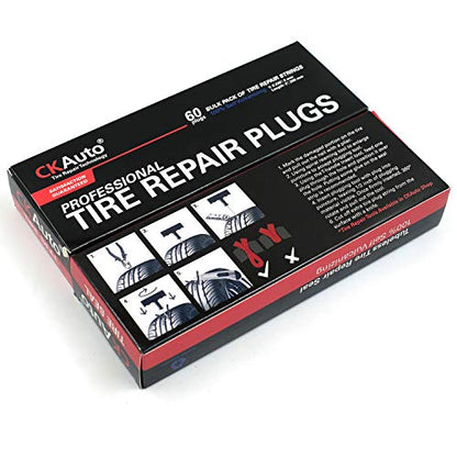 CKAuto 60pcs 4" Black Tire Repair Strings, Automotive Tool Tire Repair Plugs for Tubeless Off-Road Tires Car, Bike, ATV, UTV, Wheelbarrow, Mower (Pack of 2) - color: Black, size: 4" x φ0.236" 60pcs (Pack of 2)