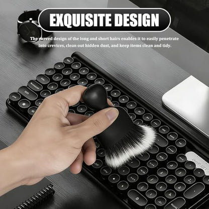 Car Detailing Brushes, Car Cleaning Brush, Auto Interior Soft Bristles Curved Cleaning Brush, Auto Detailing Dusting Tool Universal for Dashboard Air Conditioner Vent Computer (Black White) - color: Black White