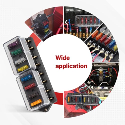 RED WOLF Car 8-Way Blade Fuse Block Box Standard Circuit Fuses for Boat Marine Auto RV Car Trailer Truck SUV Power Distribution Panel Damp-Proof Cover DC 10-32V, Waterproof - size: 8 Way