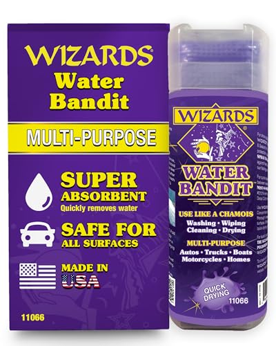 Wizards Water Bandit - Chamois Drying Towel for Car Detailing - Absorbent & Scratch-Free Wash & Dry - Ideal for Autos, Boats, Trucks & Motorcycles - Shammy Towel for Detail and Cleaning - 21" x 17"