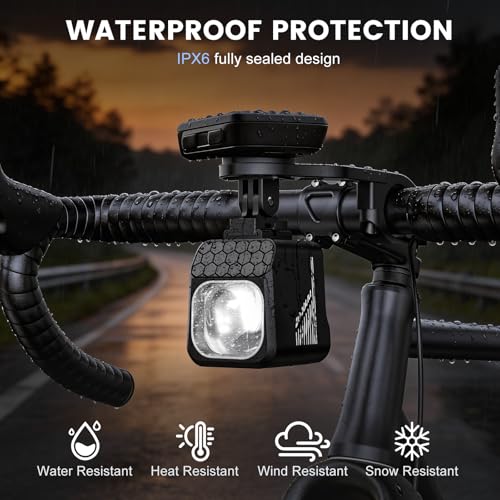 2000 Lumens Bike Headlight, Compatible with Garmin/Bryton, High & Low Beam Anti-Glare Bicycle Front Light, USB-C Rechargeable, Waterproof for Night Riding and Urban Cycling