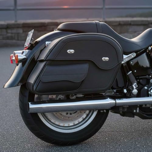 Milwaukee Leather MP8305 Black PVC Cruiser Style Slant Pouch Throw Over Saddlebags - One Size