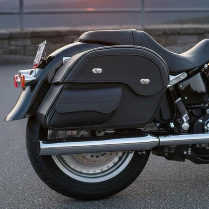 Milwaukee Leather MP8305 Black PVC Cruiser Style Slant Pouch Throw Over Saddlebags - One Size