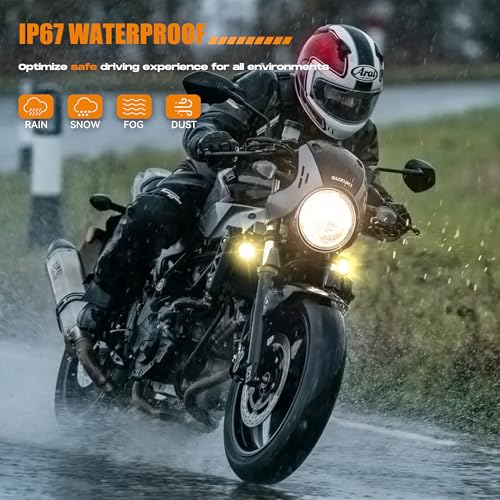 Future Eyes Motorcycle LED Fog Lights, 120W Auxiliary Driving Spotlight, High/Low Beam, Waterproof Off-Road Lights for Night Riding, ATV, UTV, and Motorcycle Headlights