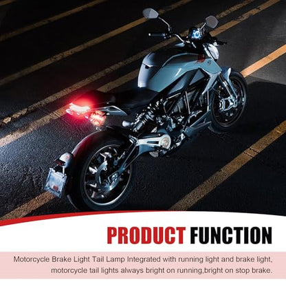 Motorcycle LED Rear Brake Light, 12V Cross-shaped High Brightness Tail Light, Plug and Play License Plate Lamp with Waterproof Housing, Universal Modification for Motorcycle Off-road (Red)