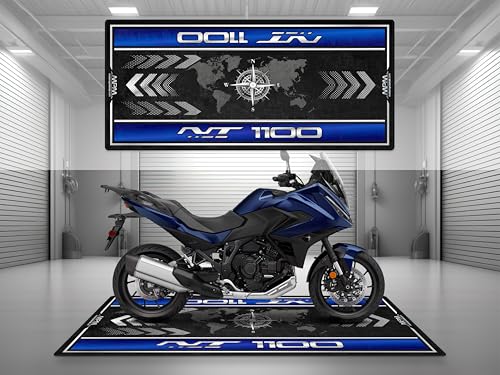 MPM Motorcycle Mat for Honda NT1100 - Washable Non - Slip Oil & Water Resistant Parking Pitmat for Garage, Showroom, Workshop Use (Pearl Hawkseye Blue, Size 1: 86.6 x 39.4/220 x 100 cm) - color: Pearl Hawkseye Blue, size: Size 1: 86.6 x 39.4/220 x 100 cm