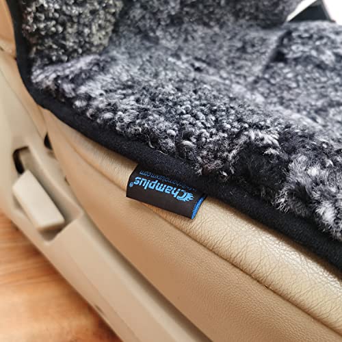Champlus Genuine Australian Sheepskin Seat Cover, Wool Cushion for Sedan Cars SUVs Trucks and Minivans, Quick Install, Black - color: Black