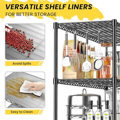 795LBS 3-Shelf Adjustable Storage Shelves 35.1" W x 14" D x 36" H Metal Shelving Unit Heavy Duty Wire Rack Small Organizer with Shelf Liners for Kitchen Pantry Bathroom Closet Garage Black - size: 35.1" W x 14" D x 36" H-3 Tier