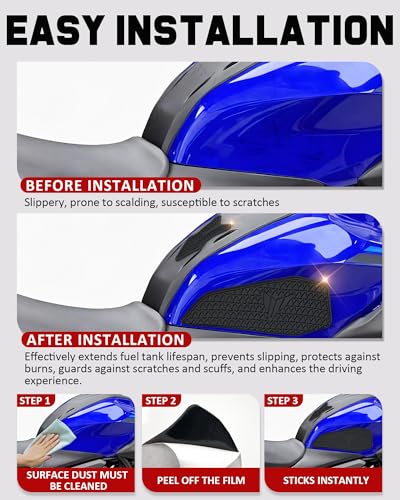 Motorcycle SideTank Pad Compatible with Kawasaki 2025 MT-07 MT07,Anti-Slip Scratch-Resistant Protector Sticker (pre-Applied Adhesive) Knee Grip Traction Pad