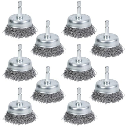 10PCS Wire Cup Brush for Drill, High Carbon Steel Wire Drill Brush with 1/4" Hex Shank, Skilled in Handling Metal and Non-Metal Surfaces - style: cup brush
