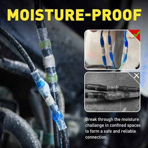 haisstronica 400 PCS Solder Seal Wire Connectors with Mini Heat Gun Kit, Waterproof Heat Shrink Wire Connectors, 10-26 AWG Solder Stick Wire Connectors for Automotive, Marine & Wiring Repair - size: 400PCS