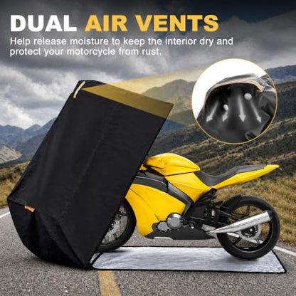 Full Enclosed Motorcycle Cover, 210D Oxford Waterproof with Lock & Anti-Slip Pad, 96.5x41x50 All-Weather Protection for Outdoor/Indoor Storage, Sun Rain Dust Resistant - size: 96.5x41x50"