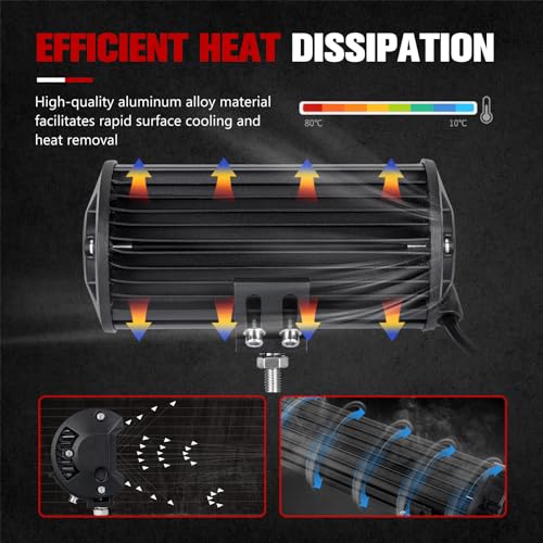 FIERYRED 2PCS 7 Inch LED Light Bar for Truck, Boat, ATV,UTV, Marine, IP68, 24000LM LED Pods Spot & Flood Combo Beam, 12V Triple Row Light Bar Off Road Driving Led Work Lights - size: 7 Inch
