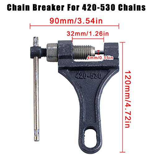 420 Motorcycle Chain+ Chain Breaker,420 Standard Roller Chain 132 Link for 110cc 125cc Dirt Pit Bike ATV Quad Go Kart Scooter Mini Bike - size: 132 Link Independent chain breaker