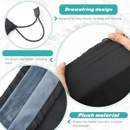 Motorcycle Helmet Bag with Soft Lining & Drawstring Closure, Waterproof Helmet Storage Bag, Large Capacity, Lightweight for Riding Hockey Welding Bicycle Dirt Bike Gear - color: Black