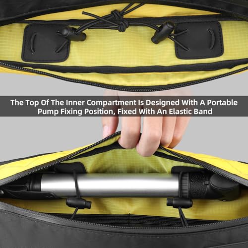 Rhinowalk BHD0017 Bike Frame Triangle Bag 2.4L, Waterproof Tool Storage Bag with YKK Zippers, Pump Holder & Cable Port Slim Fit – Black - color: Full Black,2.4L