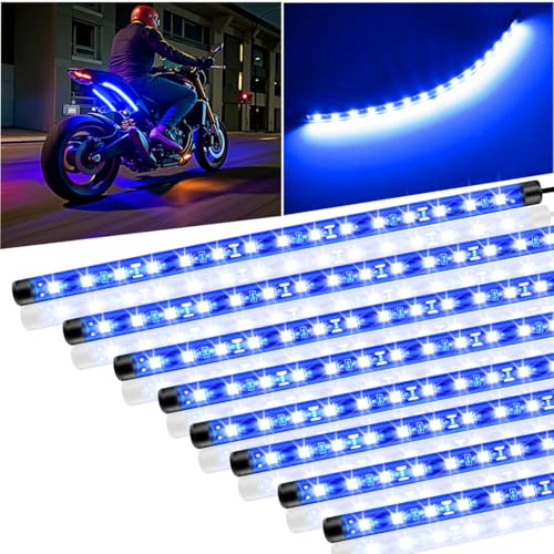 8 Pcs Car Led Light Strip IP67 Waterproof 11" Flexible Led Lights Underglow 12V for Car Motorcycle Boat Golf Cart Interior Exterior Decoration - Blue - color: blue