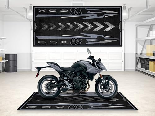 Garage Mat for GSX 8S Motorcycle Model, Parking mat, Pit Mat, Washable Non-Slip Garage and Showroom Floor Carpet (Matte Mechanical Gray, Size 2: 102 x 47/260 x 120 cm) - color: Matte Mechanical Gray, size: Size 2: 102 x 47 "/ 260 x 120 cm
