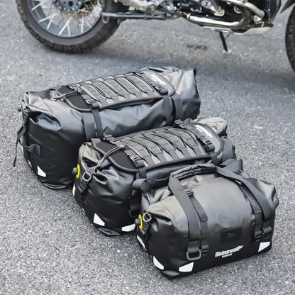 Rhinowalk Motorcycle Saddle Bag 40L – Waterproof Rear Seat Tail Bag with Expansion Panel, MOLLE System & Backpack Carry - size: 40L