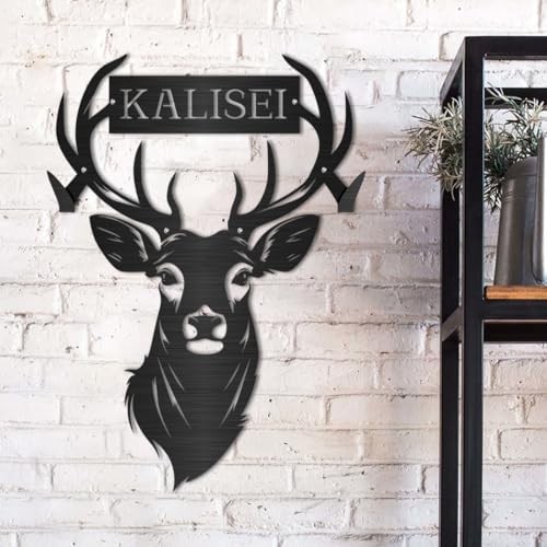 Personalized Metal Deer Skull Bow Holder Elk Deer Bow Rack Custom Name Archery Display Rack Wall Decor Bow Hunting Rack Hunting Metal Sign, Gifts For Husband,Dad,Father (Metal Deer Bow Rack-6) - color: Metal Deer Bow Rack-6