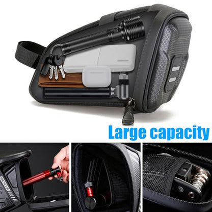 EVA hard shell waterproof bike saddle bag Seat bag Bike bag under seat 1 litre Bike tail bag Bike Rear bag Bike riding Accessories Storage bag Bike wedge bag Mountain road bike
