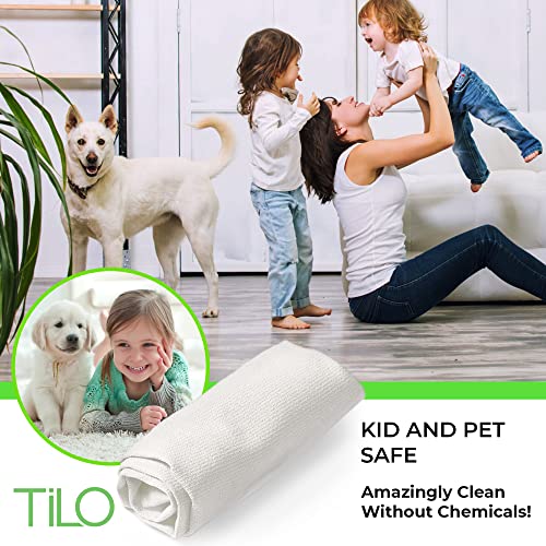 TILO Microfiber Cleaning Cloth – 19x13 Inch Ultra-Absorbent, Reusable Soft Polishing Cloth for Dust, Grease, Dirt – Non-Abrasive – White (White) - color: White
