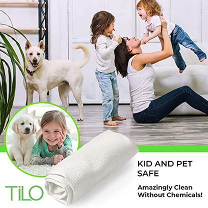 TILO Microfiber Cleaning Cloth – 19x13 Inch Ultra-Absorbent, Reusable Soft Polishing Cloth for Dust, Grease, Dirt – Non-Abrasive – White (White) - color: White