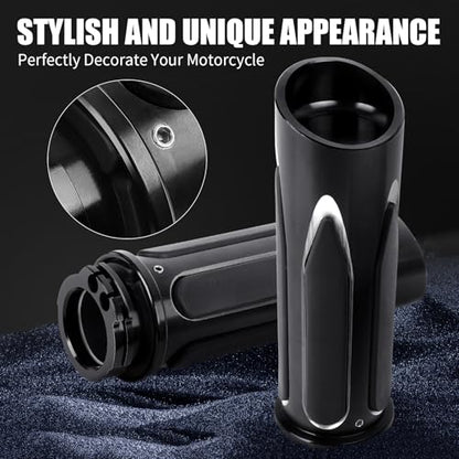 JMTBNO Motorcycle Grips 1" 25mm Handlebar Hand Grips Compatible with Harley Touring Road King Street Glide Electra Glide Road Glide Street Bobber Softail Fatboy - color: Black