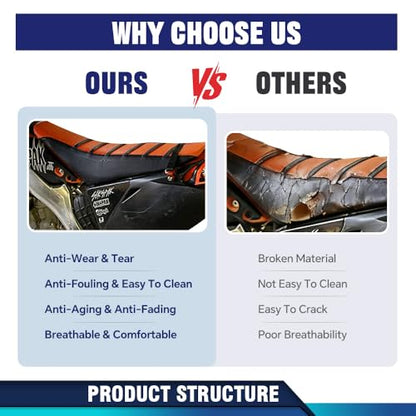 PIT66 Soft Seat Cover, Compatible with Honda CR125R CR250R CR500R CR80R CRF100F CRF125F CRF150F, Orange - color: Orange
