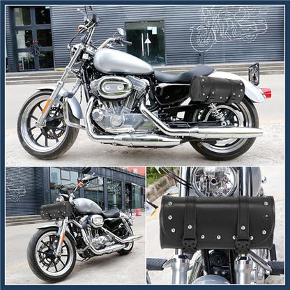 Universal Motorcycle Fork Handlebar Tool Bag Cycling Storage Pouch Bag Waterproof Faux Leather Black Stylish Design
