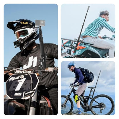 NEEWER GP-30 Motorcycle Mount Kit + GP19 Motorcycle Helmet Chin Strap Mount, Bicycle Handlebar Invisible Selfie Stick Compatible with GoPro Insta360 DJI AKASO Action Cameras