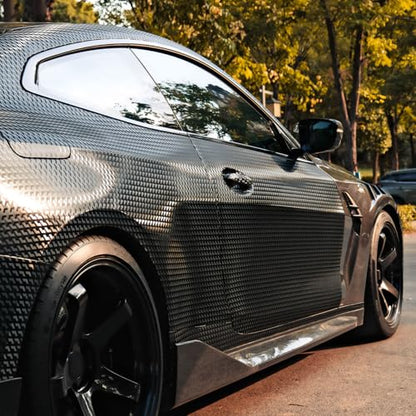 VViViD+ Designer Triangle Black Carbon Fiber Vinyl Wrap (1.5ft x 5ft) with Air Release - size: 1.5ft x 5ft