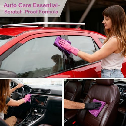 Premium Microfiber Detailing Absorbent Towels, 340 GSM Lint-Free Car Polishing Waxing Buffing Dry Towels for House, Kitchen, Car, Glass, Stainless Steel, Window, Boat Cleaner - 12 Pack (Purple) - color: Purple 12pcs