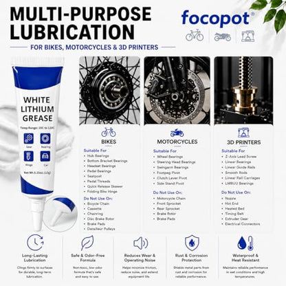 focopot Gear Floss Microfiber Cleaning Rope-50 Pcs Moto Floss and 2 Pcs 3D Printer Grease Lubricants for Bike Motorcycle Chains,Cassettes,Brakes and 3D Printers