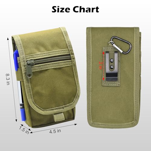 Belt Tool Pouch, Tactical Utility Organizer with Cell Phone Holder, Durable Heavy-Duty 1000D Nylon EDC Multitool Holster with Multi-Pockets for Electricians, Handymen, Work, Hiking, Daily Use - color: Army green
