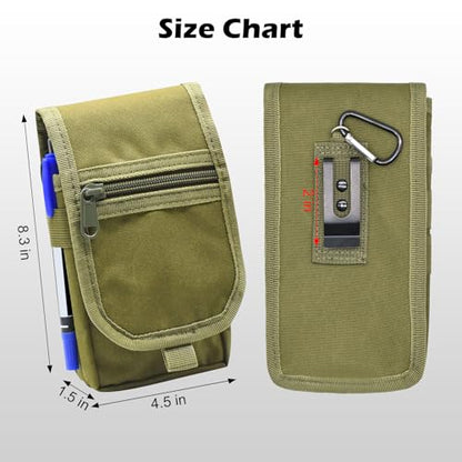 Belt Tool Pouch, Tactical Utility Organizer with Cell Phone Holder, Durable Heavy-Duty 1000D Nylon EDC Multitool Holster with Multi-Pockets for Electricians, Handymen, Work, Hiking, Daily Use - color: Army green