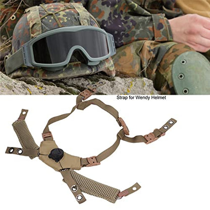 Helmet Chin Strap for Fast MICH Wendy Helmet, 4 Points Tactical Helmet Accessories Retention System Chin Strap, Helmet General Suspension Lanyard with 4 Sets of Fastening Screws - color: Tan