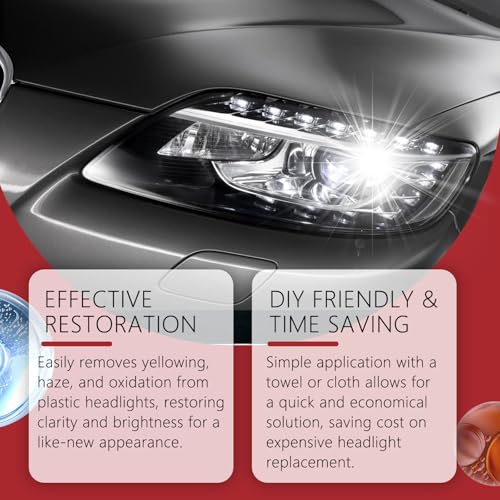 JUEJUEZI Premium Headlight Restoration Kit 100ml - 3-Step Cleaning Polish & Protective Coating for Foggy Yellowed Headlights, Long-Lasting UV Protection, DIY Car Lens Maintenance