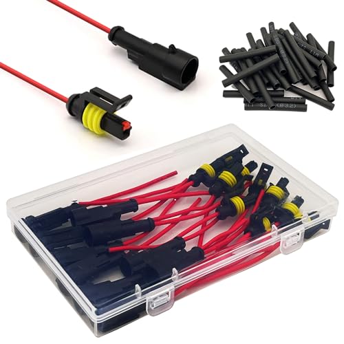 10 Kit 16 AWG 1 Pin Connector Car Waterproof Wire Connectors 1 Pin Automotive Electrical Connectors Quick Disconnect 1 Way Wire Terminal Connector Plug and Heat Shrink Tubing Kit - size: 1pin