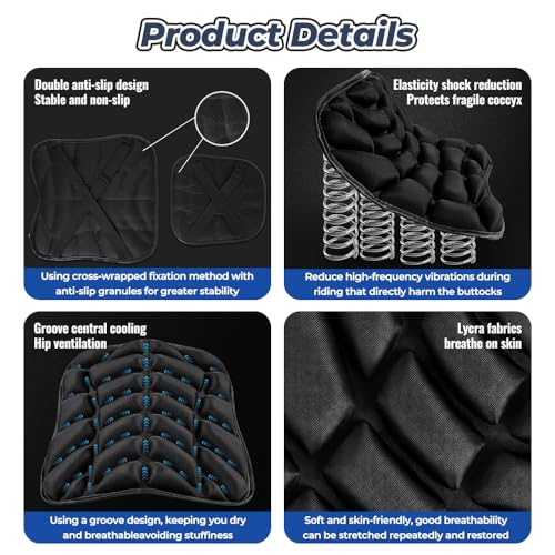 Motorcycle Seat Cushion for Kawasaki Concours 14 2008-2023, Motorcycle Seat Pad with 3D Gel Cushion, Shock Absorbing Anti-Slip Breathable Moto Accessories