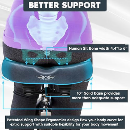 X WING New-Age Noseless Bike Seat Cushion for Men & Women - Extra Padding & Wide - Suitable for City, Electric, Stationary Bikes - Compatible with Peloton Bikes – Wide Winged Bike Seat with Cushion - color: Black Bubble