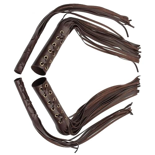Motorcycle Lever Tassels Fringe Decoration, Retro PU Leather Bike Lever Handlebar Throttle Brake Clutch Grip Covers Wraps, Universal Fit 22mm 25mm Handlebars, Brown - color: Brown