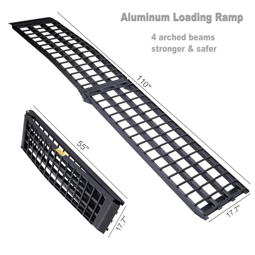 FACHNUO Aluminum Motorcycle Ramp 9FT, Portable Heavy Duty Loading for Pickup Truck, Lawn Mower, ATVs, UTVs, Golf Cart, Shed, Dirt Bike, Trailer, Tailgate, 1500lbs Capacity 1PC, 110" L x 18" W - size: 9FT