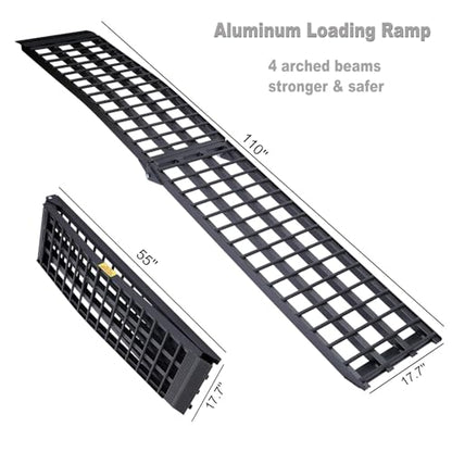 FACHNUO Aluminum Motorcycle Ramp 9FT, Portable Heavy Duty Loading for Pickup Truck, Lawn Mower, ATVs, UTVs, Golf Cart, Shed, Dirt Bike, Trailer, Tailgate, 1500lbs Capacity 1PC, 110" L x 18" W - size: 9FT