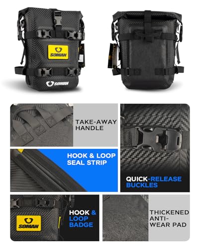 Waterproof Motorcycle Crash Bar Bag 6L, Motorcycle Tail Bag Luggage with Shoulder Straps, Dry Bag Saddle Bag Used in Saddle Rack Rear Fender for Travel & Adventure (Carbon Fiber Pattern) - color: Carbon Fiber Pattern