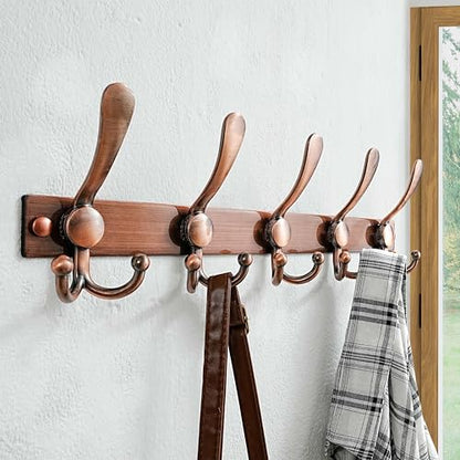 Dseap Coat Rack Wall Mount, Heavy Duty 12-Gauge Base vs Flimsy 1mm, Double-Thick Solid Anti-Snap Hooks, 16” Stud-Mount,Stainless Steel Hanger for Clothes Hat Entryway Closet, Antique Copper,Pack of 2 - color: Antique Copper, size: L=17" (2pcs)