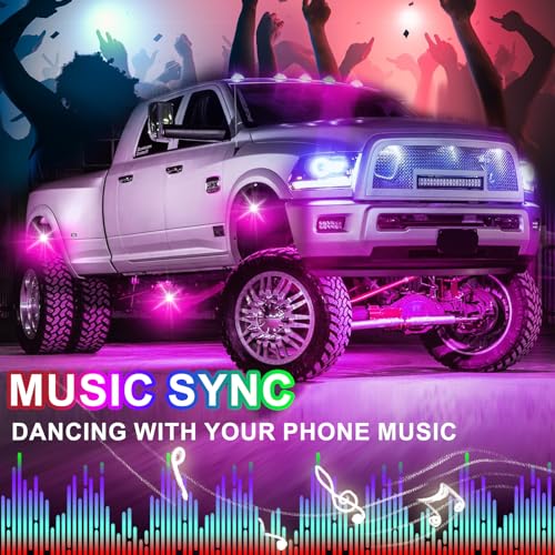 8 Pods Rock Lights, RGB LED Rock Lights APP Control Music Mode Multilcolor Waterproof Underglow kit for Trucks Car ATV UTV RZR SUV - size: 8 Pods Rock Light
