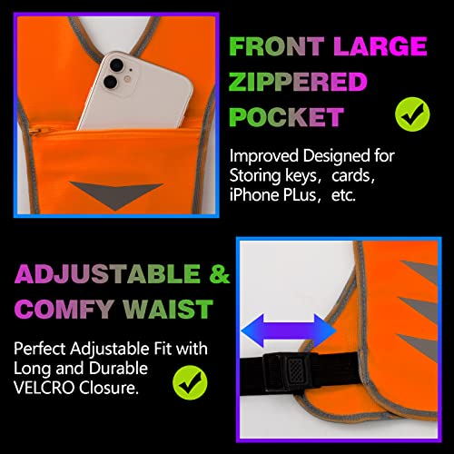 GoxRunx Reflective Running Vest Gear with Reflective Bands for Women Men Safety Reflective Vest for Walking Running Cycling at Night - color: Orange