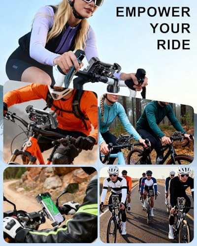 Motorcycle Phone Mount with Vibration Dampener, Bike Phone Holder Handlebar Clamp, 1s Lock Scooter Phone Clip for iPhone 17 16 Pro Max, Galaxy S25 Ultra, 4.7"-7.2" (Knob Base) - color: Knob Base